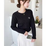 刺繍入りケーブルショート丈ニットプルオーバー | moment+ | 詳細画像16 