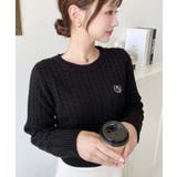 刺繍入りケーブルショート丈ニットプルオーバー | moment+ | 詳細画像17 