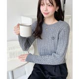 刺繍入りケーブルショート丈ニットプルオーバー | moment+ | 詳細画像20 