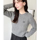 刺繍入りケーブルショート丈ニットプルオーバー | moment+ | 詳細画像22 