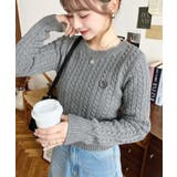 刺繍入りケーブルショート丈ニットプルオーバー | moment+ | 詳細画像26 