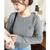 刺繍入りケーブルショート丈ニットプルオーバー | moment+ | 詳細画像27 