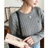 刺繍入りケーブルショート丈ニットプルオーバー | moment+ | 詳細画像28 