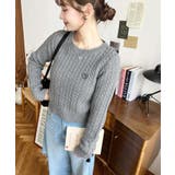 刺繍入りケーブルショート丈ニットプルオーバー | moment+ | 詳細画像29 