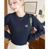 刺繍入りケーブルショート丈ニットプルオーバー | moment+ | 詳細画像31 