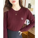 刺繍入りケーブルショート丈ニットプルオーバー | moment+ | 詳細画像36 