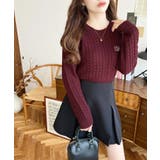 刺繍入りケーブルショート丈ニットプルオーバー | moment+ | 詳細画像37 