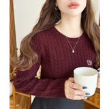 刺繍入りケーブルショート丈ニットプルオーバー | moment+ | 詳細画像38 