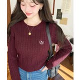 刺繍入りケーブルショート丈ニットプルオーバー | moment+ | 詳細画像43 