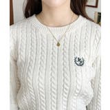 刺繍入りケーブルショート丈ニットプルオーバー | moment+ | 詳細画像7 
