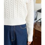 刺繍入りケーブルショート丈ニットプルオーバー | moment+ | 詳細画像9 