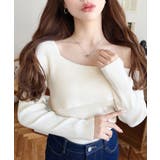 アシンメトリーオフショルダーリブニット12G | moment+ | 詳細画像2 