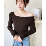 アシンメトリーオフショルダーリブニット12G | moment+ | 詳細画像29 