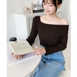 アシンメトリーオフショルダーリブニット12G | moment+ | 詳細画像31 