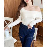 アシンメトリーオフショルダーリブニット12G | moment+ | 詳細画像4 