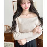 アシンメトリーオフショルダーリブニット12G | moment+ | 詳細画像42 