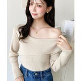 アシンメトリーオフショルダーリブニット12G | moment+ | 詳細画像43 