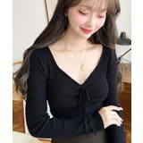 フロントレースギャザーリブニットトップス12G | moment+ | 詳細画像14 