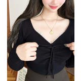 フロントレースギャザーリブニットトップス12G | moment+ | 詳細画像16 