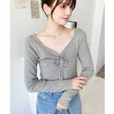 フロントレースギャザーリブニットトップス12G | moment+ | 詳細画像20 