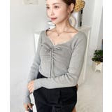 フロントレースギャザーリブニットトップス12G | moment+ | 詳細画像26 