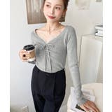 フロントレースギャザーリブニットトップス12G | moment+ | 詳細画像27 