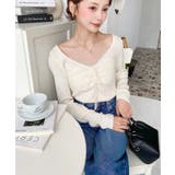 フロントレースギャザーリブニットトップス12G | moment+ | 詳細画像9 