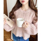 モヘアライク透かし編みショートニットプルオーバー | moment+ | 詳細画像12 