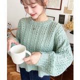 ミント | モヘアライク透かし編みショートニットプルオーバー | moment+