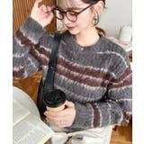 チャコールグレー | ループヤーンボーダーニットプルオーバー | moment+