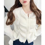 シャーリングジップニットカーディガン | moment+ | 詳細画像2