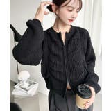 シャーリングジップニットカーディガン | moment+ | 詳細画像20