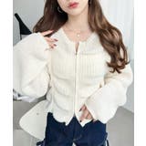 シャーリングジップニットカーディガン | moment+ | 詳細画像3