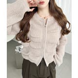 シャーリングジップニットカーディガン | moment+ | 詳細画像47