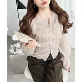 シャーリングジップニットカーディガン | moment+ | 詳細画像48