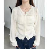 シャーリングジップニットカーディガン | moment+ | 詳細画像7