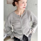 グレー | シャーリングジップニットカーディガン | moment+