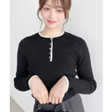 \バイカラーでメリハリを◎/ヘンリーネック配色ラインリブニットプルオーバー | moment+ | 詳細画像20