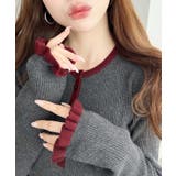 ＼ふとした瞬間も女性らしく ヘンリーネック配色フリルカフスリブニットプルオーバー | moment+ | 詳細画像15 