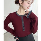 ＼ふとした瞬間も女性らしく ヘンリーネック配色フリルカフスリブニットプルオーバー | moment+ | 詳細画像33 