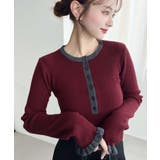 ＼ふとした瞬間も女性らしく ヘンリーネック配色フリルカフスリブニットプルオーバー | moment+ | 詳細画像34 