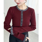＼ふとした瞬間も女性らしく ヘンリーネック配色フリルカフスリブニットプルオーバー | moment+ | 詳細画像36 