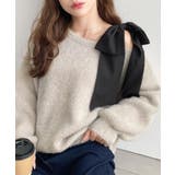 \あざと可愛い肌見せ♡/肩リボンワンショルフェザーニットプルオーバー | moment+ | 詳細画像24