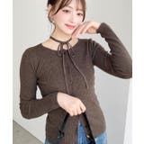 ブラウン系その他 | ＼アクセサリーいらず！／チョーカー付きクルーネックリブニットカーディガン | moment+