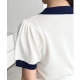 金ボタンバイカラーえり付き半袖SSニットカーディガン | moment+ | 詳細画像12