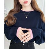 バイカラークルーネックSSニットプルオーバー | moment+ | 詳細画像18