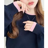 バイカラークルーネックSSニットプルオーバー | moment+ | 詳細画像19