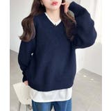 ＼洗えて楽ちん♪ Vネックゆったりもちもちミックスカラーニットプルオーバー（自宅… | moment+ | 詳細画像41 