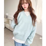 ＼洗えて楽ちん♪ Vネックゆったりもちもちミックスカラーニットプルオーバー（自宅… | moment+ | 詳細画像45 