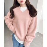 ＼洗えて楽ちん♪ Vネックゆったりもちもちミックスカラーニットプルオーバー（自宅… | moment+ | 詳細画像58 